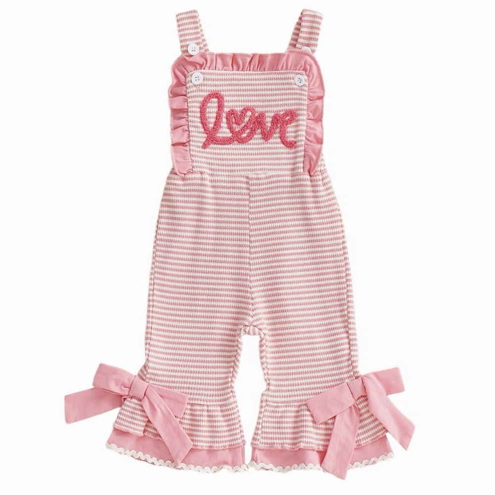 Valentine overalls with bows
